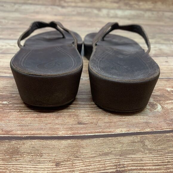 Olukai Ola Dark Java Dark Java Wedge Sandal Women's Size 8 EU 43 - Picture 5 of 11